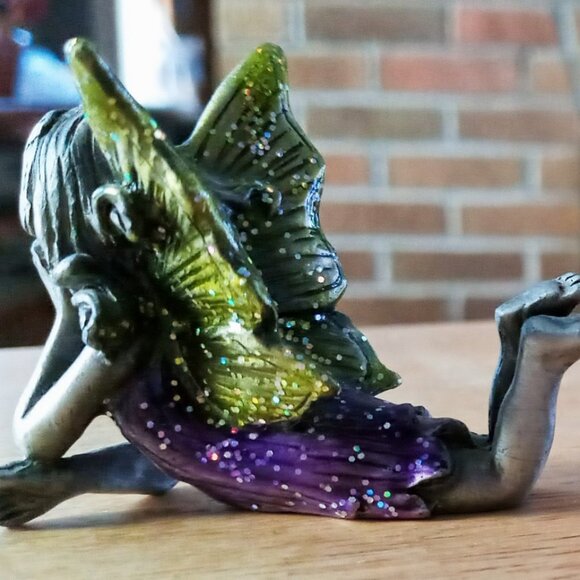2 Mythical Sparkly Vintage Pewter Whimsical Fairy Figurines Decor/Collectibles - Picture 2 of 11